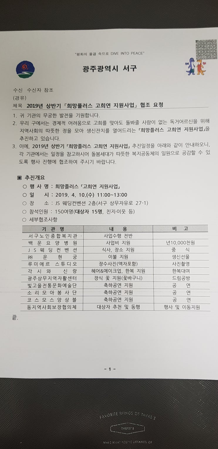  2019.4.10, 서구청 주관 어르신 고희연 축하공연