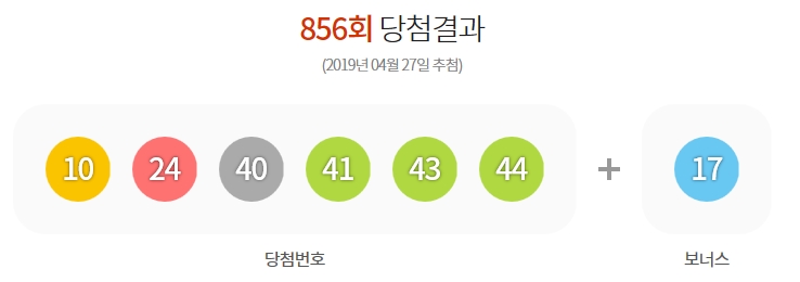  856회 로또 당첨번호및 당첨지역