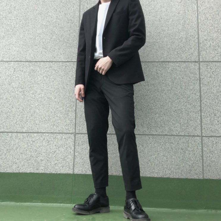  세미정장, 캐주얼정장 코디 - 모노소잉 자켓, 유니클로 이지앵클팬츠, 로스코 더비
