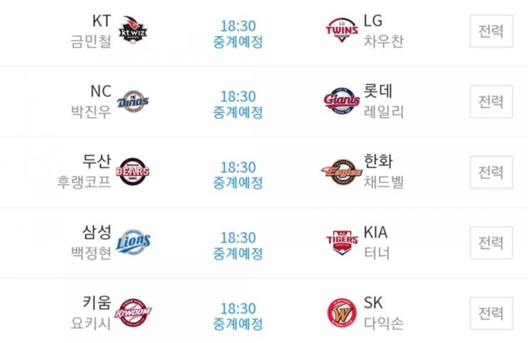 2019.04.30 KBO(프로야구) (KT LG | NC 롯데 | 두산 한화 | 삼성 기아 | 키움 SK)