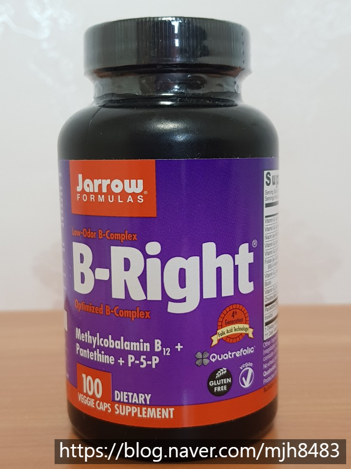 [재로우] 비타민B 컴플렉스 (비라이트, B-Right), 100 베지캡