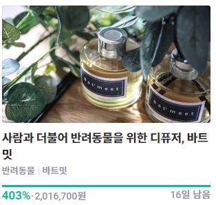  바트밋 고양이디퓨저, 오픈 2일만에 400% 달성!