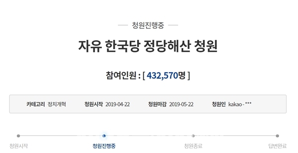  [정치오늘] 청와대 국민청원 “자유한국당 정당해산”…43만명 넘어
