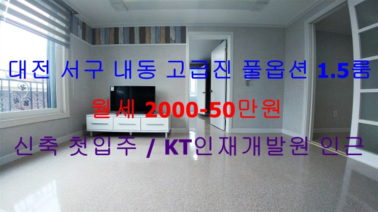  대전 서구 내동 신축 첫입주 고급진 풀옵션 1.5룸 월세 (KT대전인재개발원 인근)