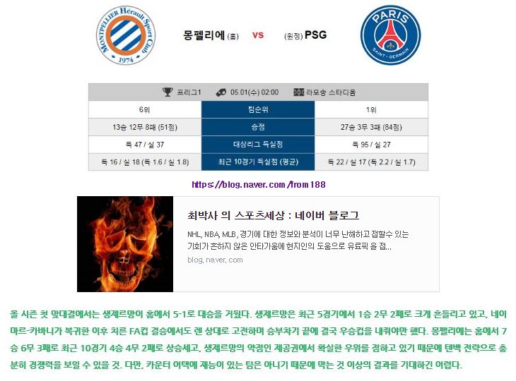 해외축구 분석 프랑스리크1 몽펠리에PSG 분석픽 UEFA 토트넘아약스 선발라인업