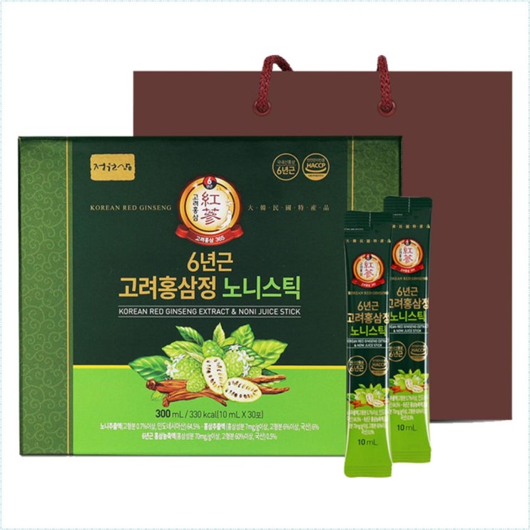  정원삼 6년근 고려홍삼정 노니스틱, 10ml, 30개입