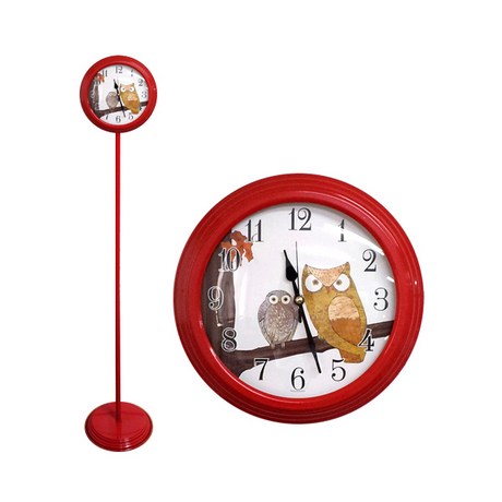  쿠팡로켓배송 [48,880원] (58% 세일) [골든벨시계] p무소음 트윈부엉이 스탠드시계 레드