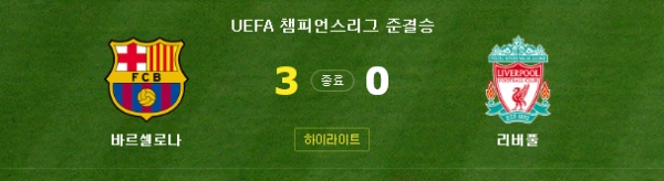 역시 메시. 바르셀로나가 리버풀 3-0 완파. 챔스 결승진출에 유리