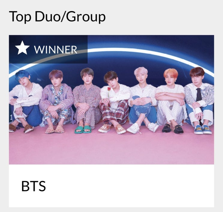  [방탄소년단] 2019 빌보드 뮤직 어워드 Top Duo/Group 본상 부문 및 Top social artist 부문 수상으로 2관왕 달성!