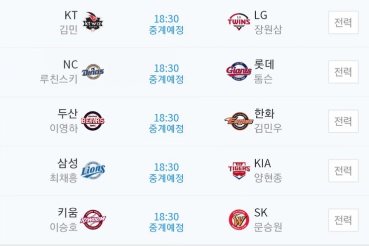 2019.05.02 KBO(프로야구) (KT LG | NC 롯데 | 두산 한화 | 삼성 기아 | 키움 SK)