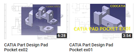  [카티아] 파트 디자인 패드, 포켓 예제 1, 2 (CATIA, Part Design Pad Pocket Exercise 1,2)