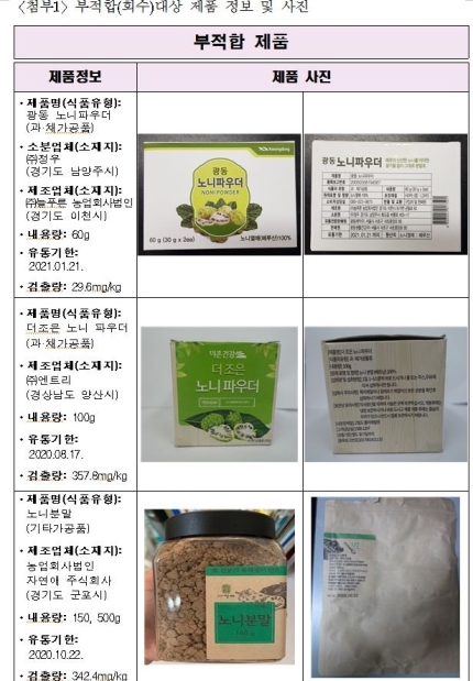  노니 금속 쇳가루 검출 업체의 제품 정보 및 품목 사진 (환, 가루 등)
