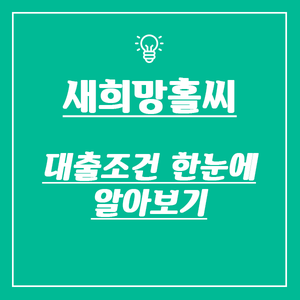  새희망홀씨 대출조건 한눈에 알아보기