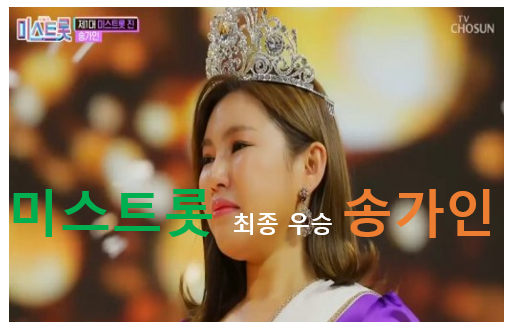  미스트롯 10회 최종우승 출연자 1위 송가인 예상대로 2위 정미애 3위 홍자, 단장의 미아리 고개 장녹수 열애 노래듣기.