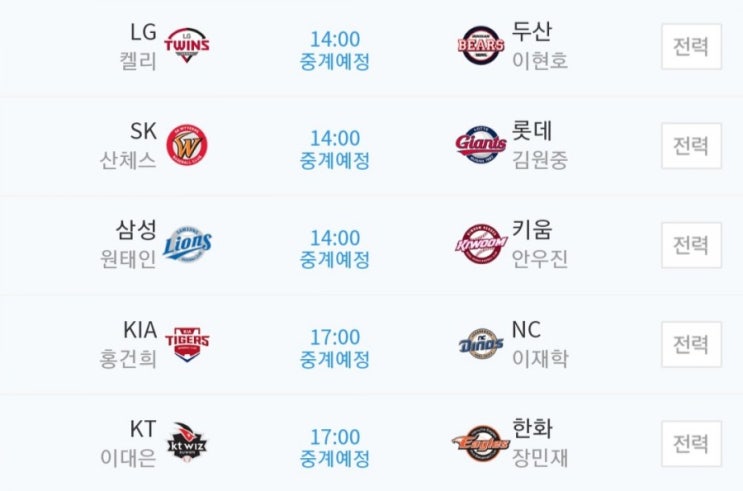 2019.05.04 KBO(프로야구) (KT 한화 | LG 두산 | SK 롯데 | 삼성 키움 | 기아 NC)