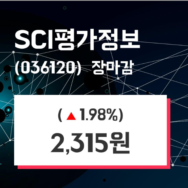  SCI평가정보 주가 2315원으로 장 마감