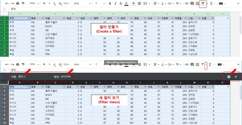 구글 스프레드시트 자주쓰는 필터조건을 메뉴로 만들기, 커스텀 필터(Filter) : 사용자 필터보기(Filter views)' - ( 고급필터, 자동필터,엑셀 필터) : 네이버 블로그 구글 스프레드시트 자주쓰는 필터조건을 메뉴로 만들기, 커스텀 필터(Filter) : 사용자 필터보기(Filter Views)' - ( 고급필터, 자동필터,엑셀 필터) : 네이버 블로그