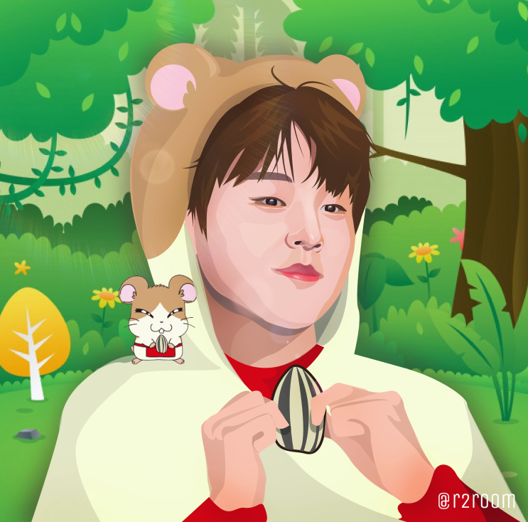  프로듀스X101 프로듀스 101 남도현 X 방가방가 햄토리 일러스트