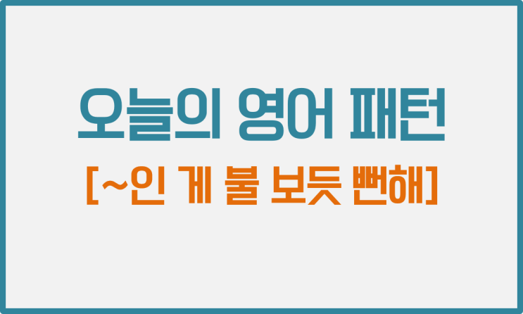  오늘의 영어표현 < ~인 게 불 보듯 뻔해 >