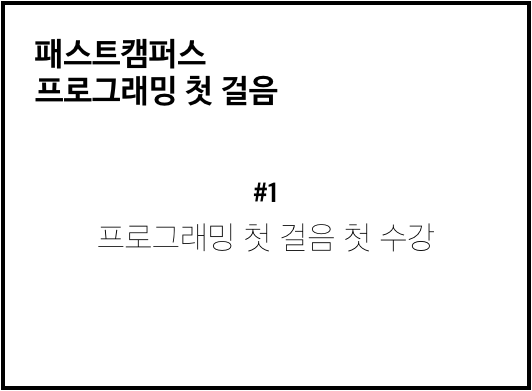  패스트캠퍼스 프로그래밍첫걸음 학습후기 ) #1. 프로그래밍첫걸음 첫 수강