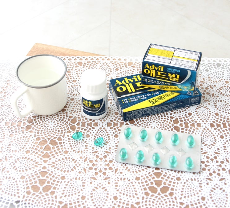  생리통 완화용 애드빌 리퀴겔 가정상비약으로 준비