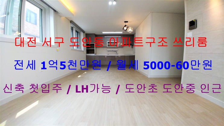  (대전 서구 도안동) LH전세자금대출 가능한~ 도안초등학교,도안중학교 인근 있는 신축 첫입주 아파트구조 쓰리룸이에요 ^^