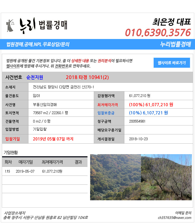  전라남도광양시다압면임야경매  대법원경매