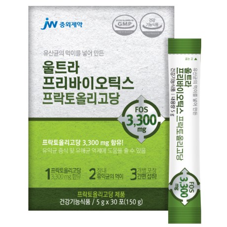  JW중외제약 울트라 프리바이오틱스 FOS 프락토올리고당, 150g, 1개 구매전 스펙확인해요