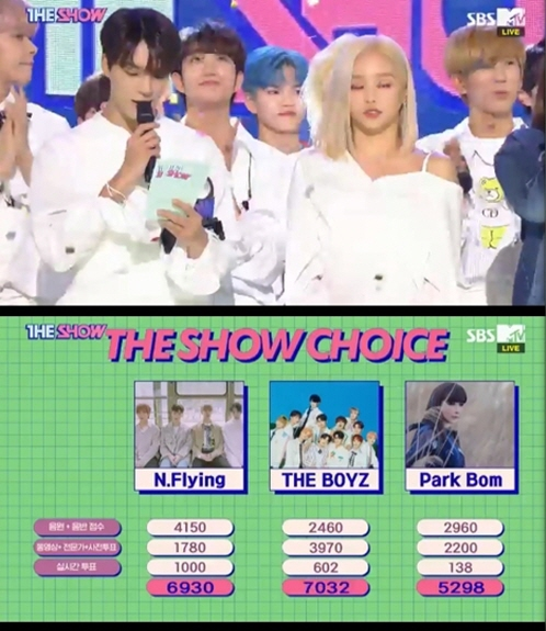  '더쇼' 더보이즈, 엔플라잉·박봄 제치고 1위 차지 