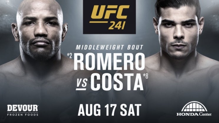 UFC 241, 요엘 로메로 vs 파울로 코스타 확정 UFC 241, 요엘 로메로 vs 파울로 코스타 확정
