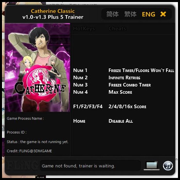  캐서린 클래식 트레이너 v1.0-v1.3 +5 (Catherine Classic Trainer v1.0-v1.3 +5)