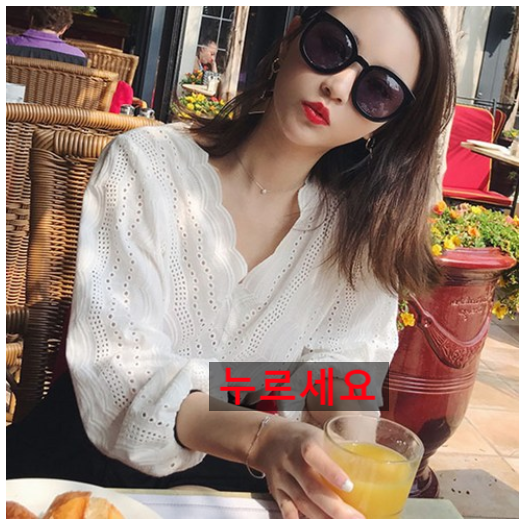  쿠팡로켓배송  포플러 펀칭브이 레이스 블라우스 10760 여성 봄신상 자수 셔츠   [11,500원 ]