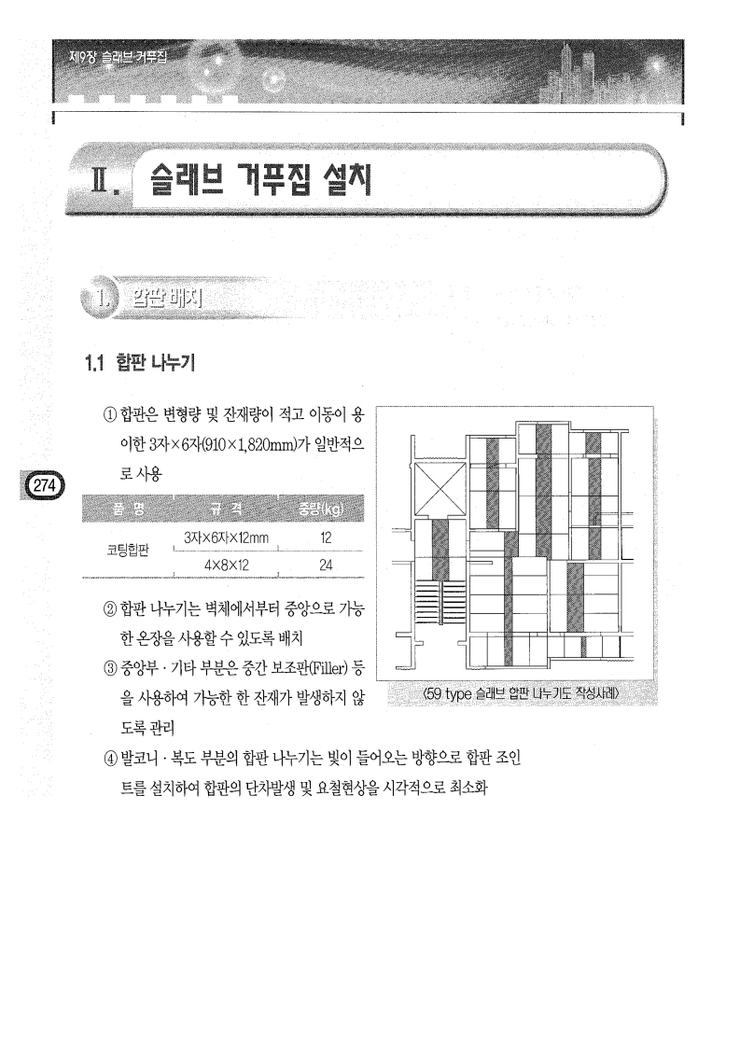 9.슬래브 거푸집 Ⅱ. 슬래브 거푸집 설치 9.슬래브 거푸집 Ⅱ. 슬래브 거푸집 설치