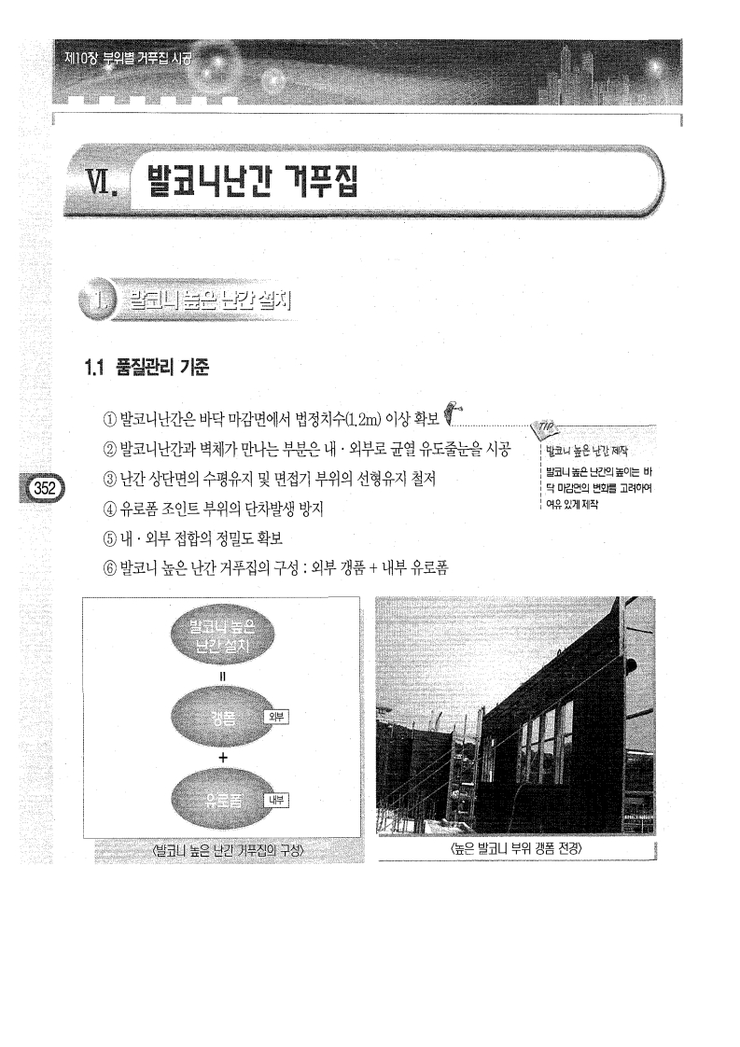 10.부위별 거푸집 시공 Ⅵ.발코니 난간 거푸집 10.부위별 거푸집 시공 Ⅵ.발코니 난간 거푸집