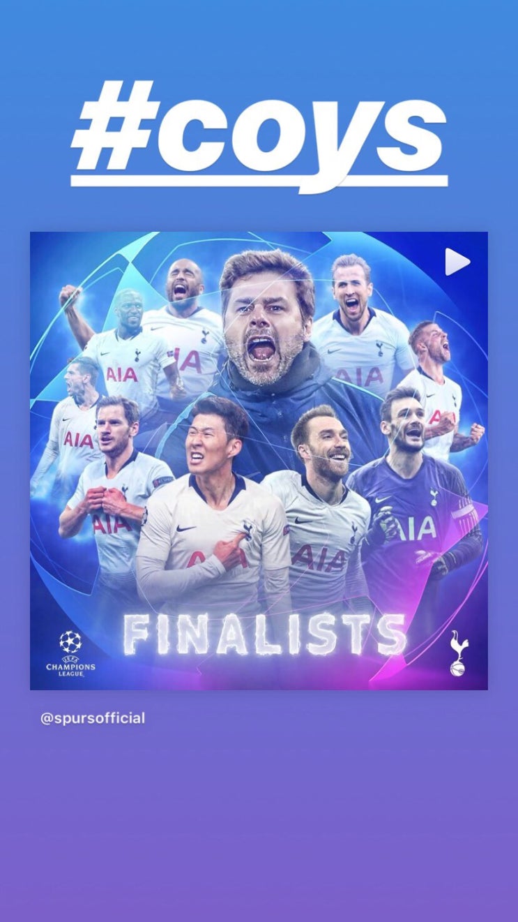 일상 : 영입 0명 토트넘! 사상 첫 챔피언스리그 결승전 진출! #COYS!! 일상 : 영입 0명 토트넘! 사상 첫 챔피언스리그 결승전 진출! #COYS!!