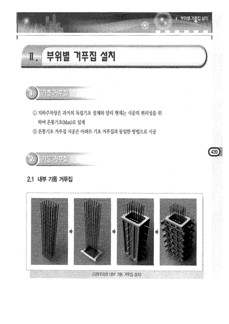 11.지하주차장 거푸집 Ⅱ.부위별 거푸집 설치 11.지하주차장 거푸집 Ⅱ.부위별 거푸집 설치