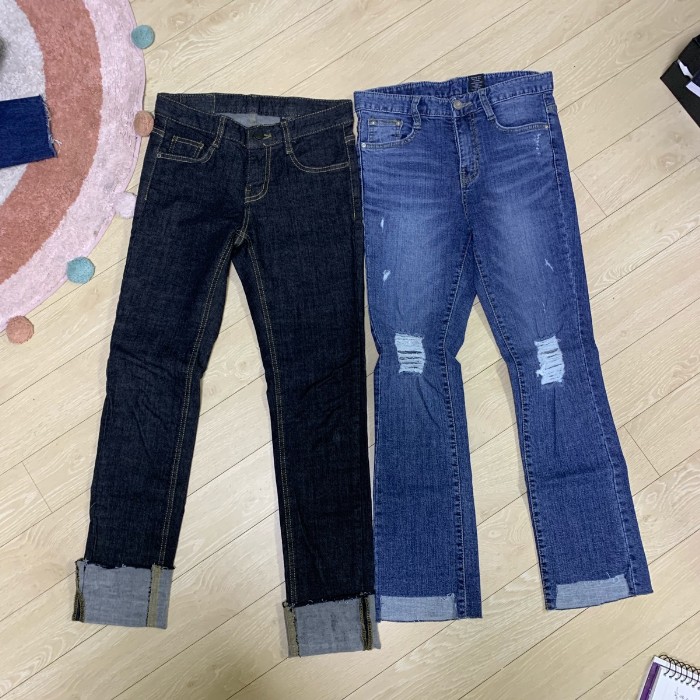  번개장터 콩스타일 컷팅 데님 + 롤업 생지 데님 새상품 2개 S사이즈 