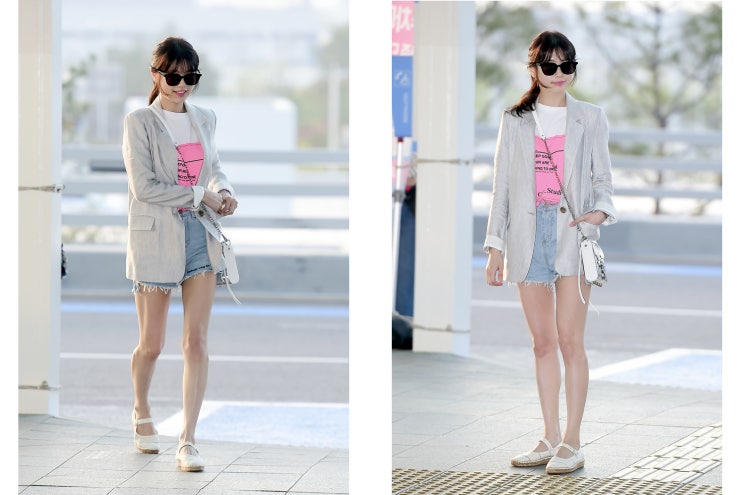  정소민 공항패션 속 앳코너 린넨자켓 엣지있게!