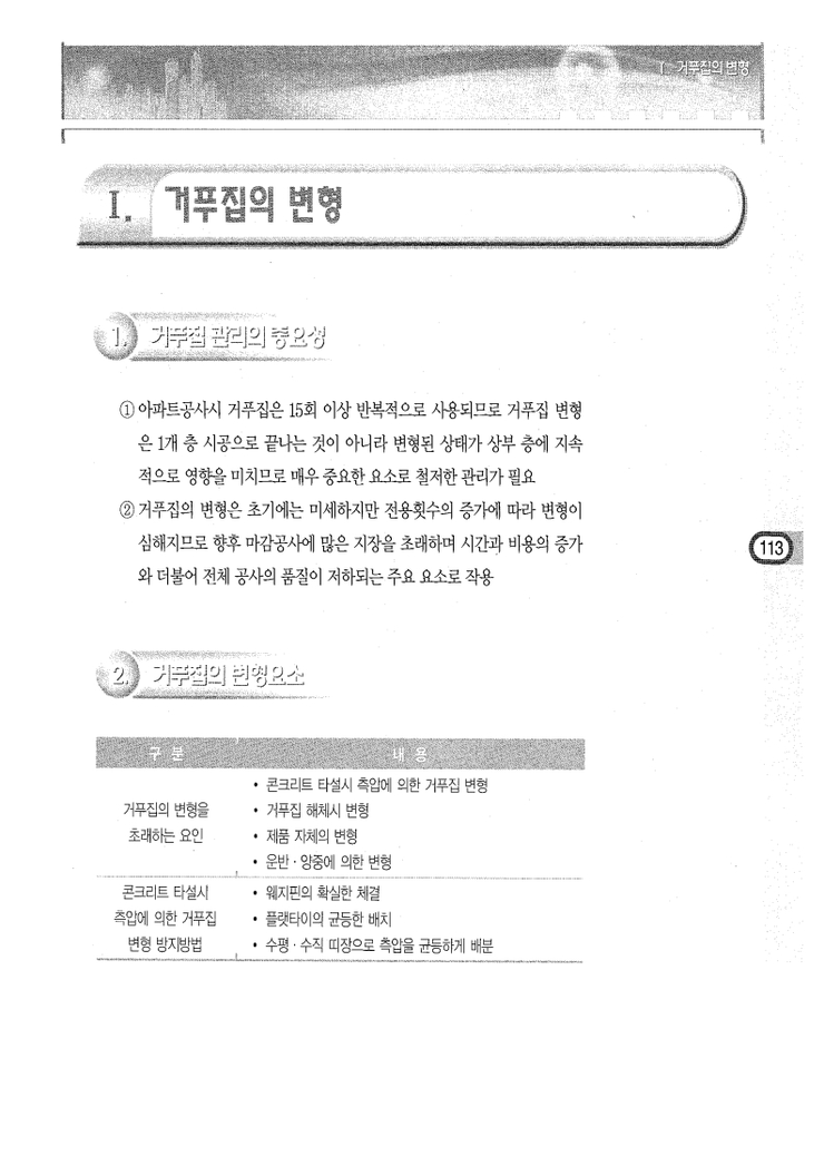 5.거푸집의 변형 Ⅰ.거푸집의 변형 5.거푸집의 변형 Ⅰ.거푸집의 변형
