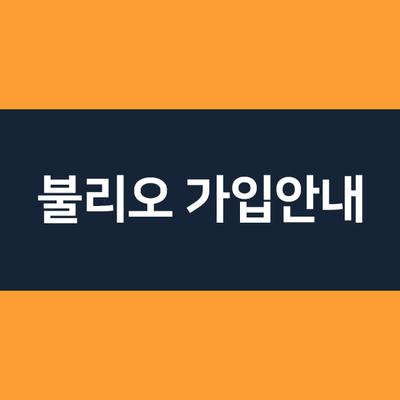  불리오 가입 방법 안내