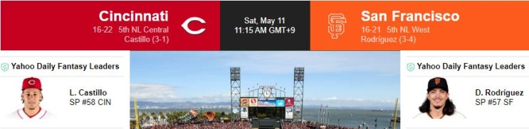 MLB LA다저스워싱턴 샌프란시스코신시내티 5월11일 믈브 선발라인업 분석픽