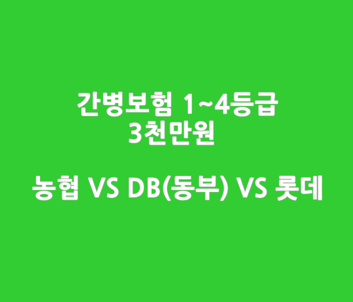  치매보다 간병보험 장기요양 1~4등급 3천만원_NH농협 VS 동부 VS 롯데1904