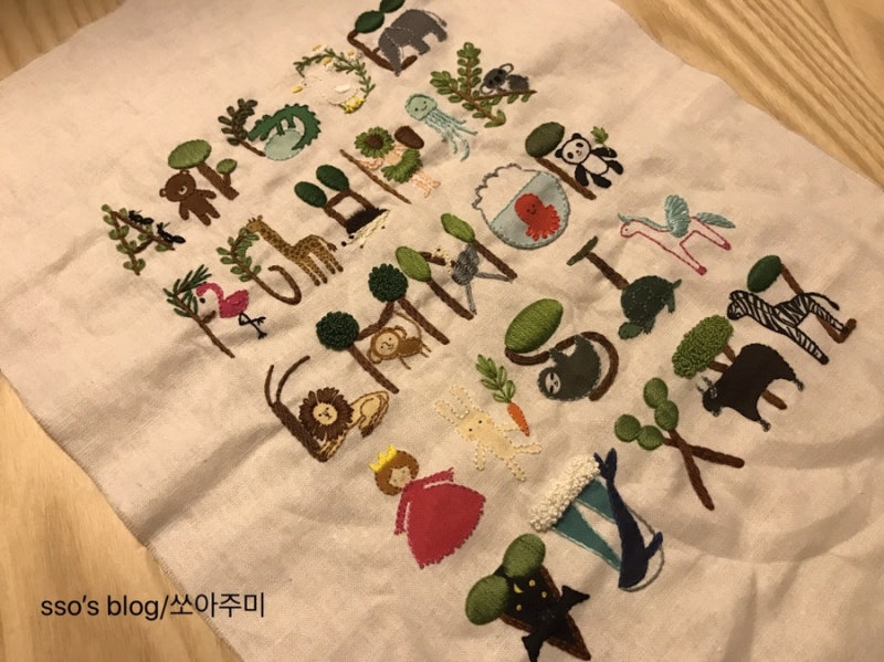 프랑스자수 도안, 알파벳 자수, 동물 알파벳, 프랑스자수 패키지 by 플래티작업실❤️