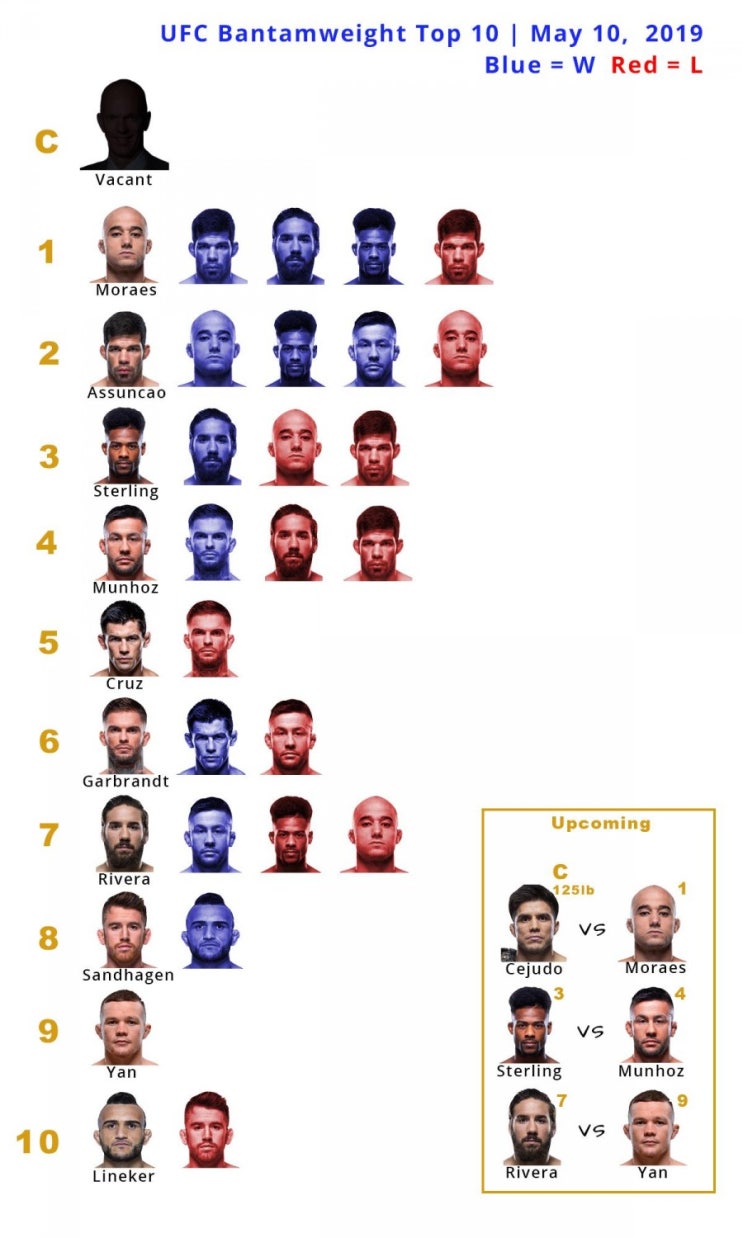 UFC 밴텀급 탑 10 상대 전적