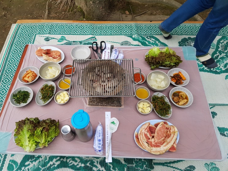  잔디밭에서 먹는 남양주 멧돼지 숯불구이