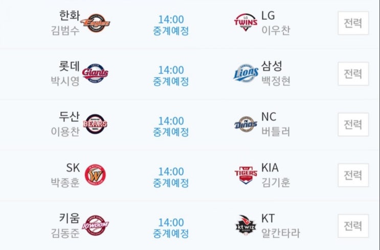 2019.05.12 KBO(프로야구) (한화 LG | 롯데 삼성 | SK 기아 | 키움 KT | 두산 NC)