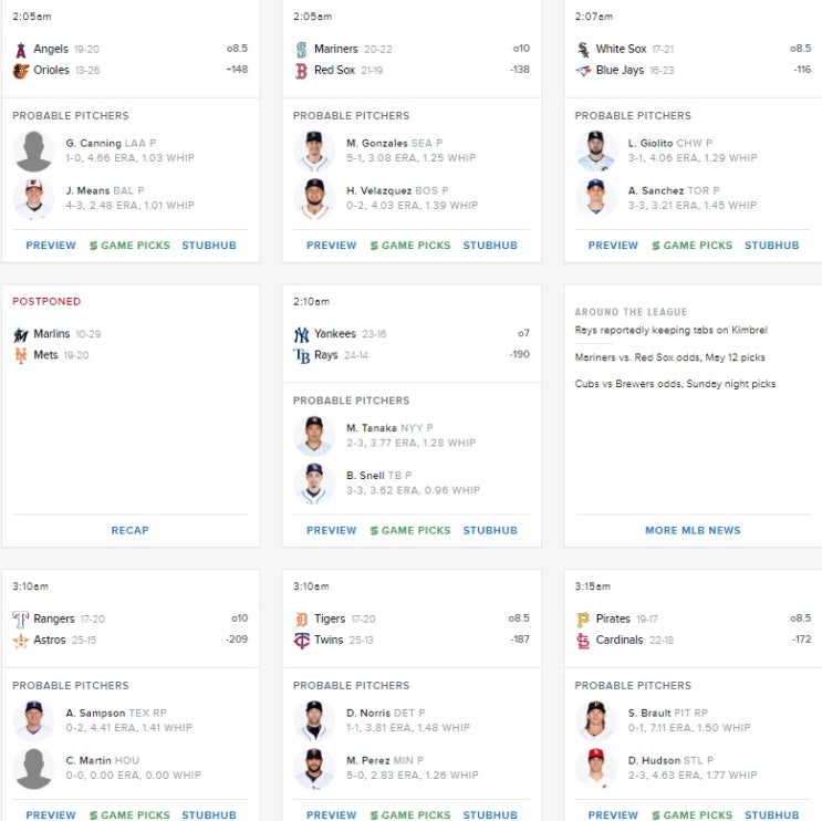  황달프의 5월13일 MLB팁