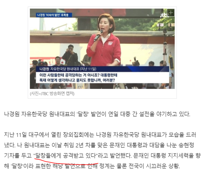  달창뜻 ,,, 나경원달창 사건 한번에 정리해 드립니다. 자나 깨나 입조심 해야 합니다.