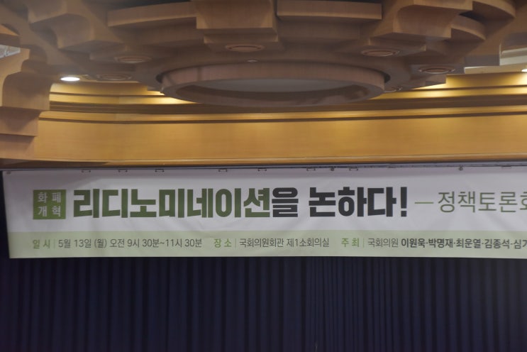 [5월 13일] 리디노미네이션을 논하다! 정책토론회