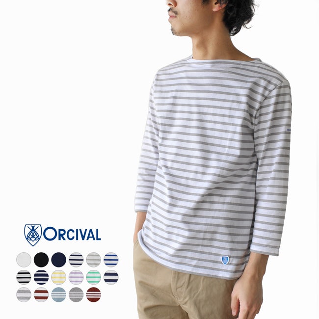 일본 ORCIVAL 오르치발 스트라이프 칠부 니트 티셔츠 (17color)